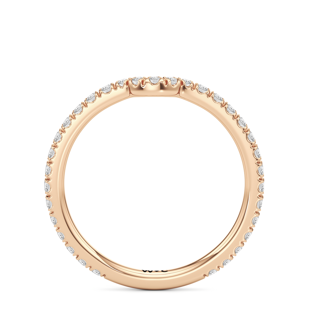 The W Horizon Diamond Wedding Band with 18KT Rose Gold Cut Diamond in 14KT Rose Gold view 4

