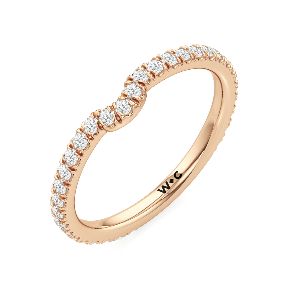 The W Horizon Diamond Wedding Band with 18KT Rose Gold Cut Diamond in 14KT Rose Gold view 5
