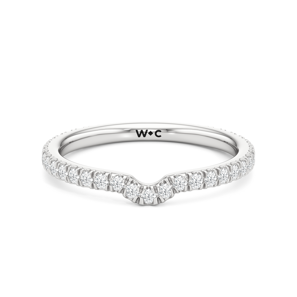 The W Horizon Diamond Wedding Band with Platinum Cut Diamond in 14KT Platinum view 1
