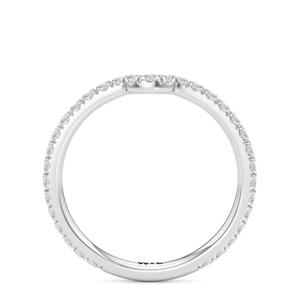 The W Horizon Diamond Wedding Band with Platinum Cut Diamond in 14KT Platinum view 4
