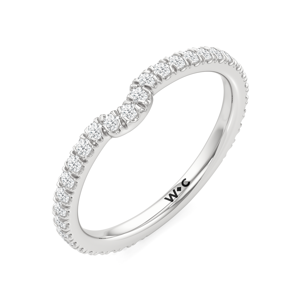 The W Horizon Diamond Wedding Band with Platinum Cut Diamond in 14KT Platinum view 5
