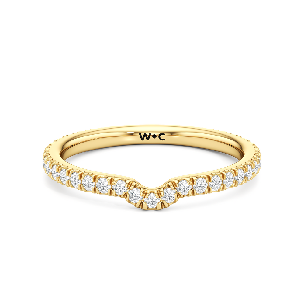 The W Horizon Diamond Wedding Band with 18KT Yellow Gold Cut Diamond in 14KT Yellow Gold view 1

