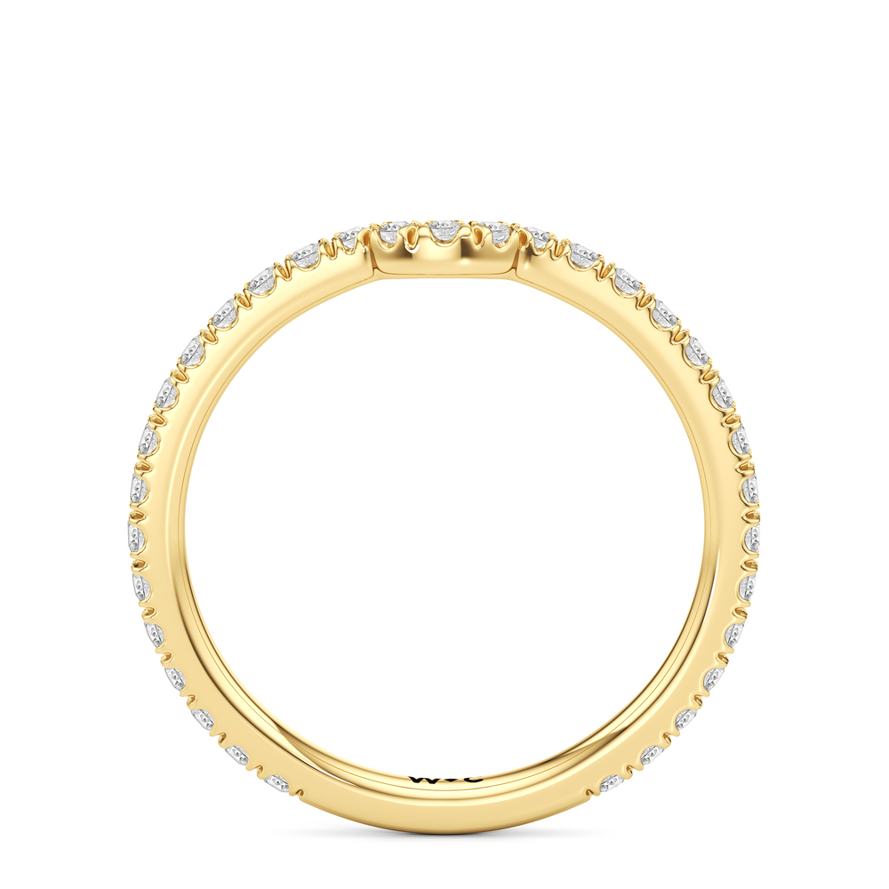 The W Horizon Diamond Wedding Band with 18KT Yellow Gold Cut Diamond in 14KT Yellow Gold view 4
