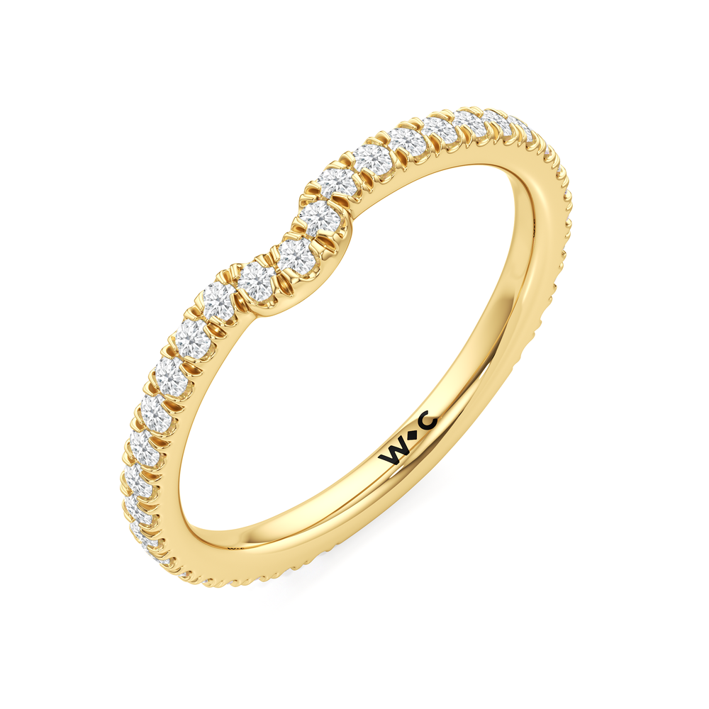 The W Horizon Diamond Wedding Band with 18KT Yellow Gold Cut Diamond in 14KT Yellow Gold view 5

