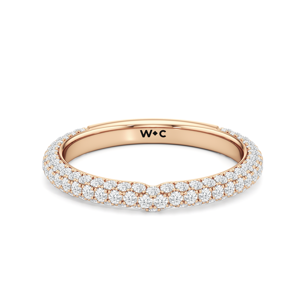 The W Radiance Diamond Wedding Band with 18KT Rose Gold Cut Diamond in 14KT Rose Gold view 1
