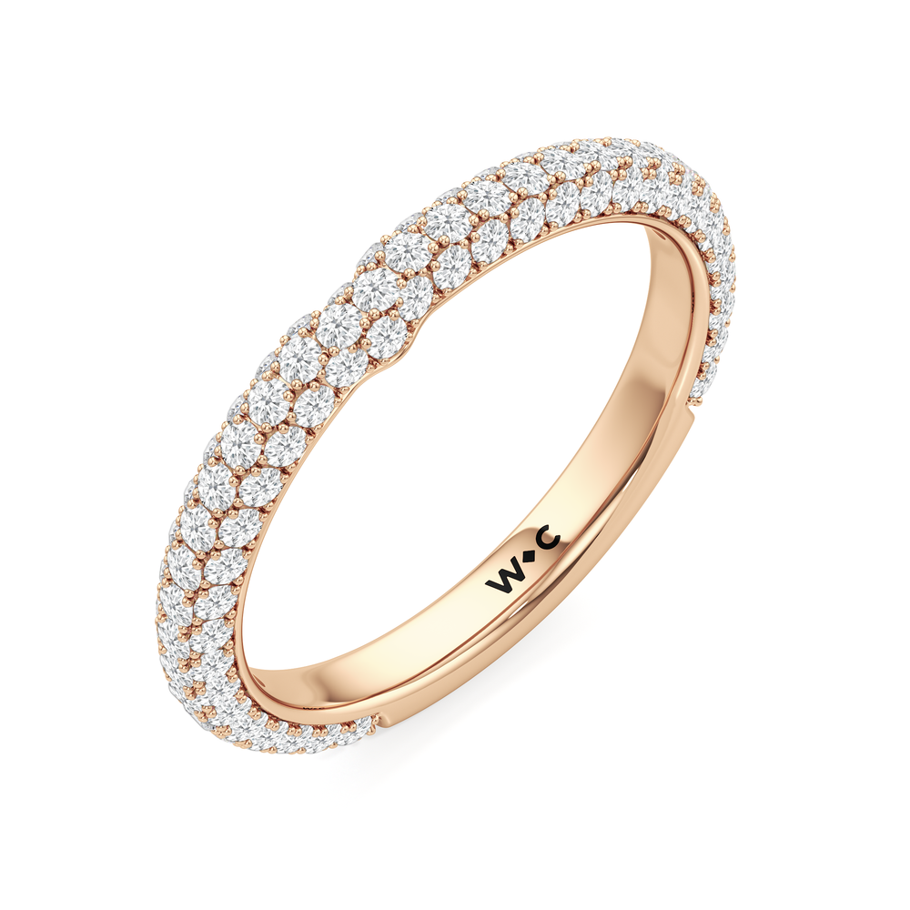 The W Radiance Diamond Wedding Band with 18KT Rose Gold Cut Diamond in 14KT Rose Gold view 7
