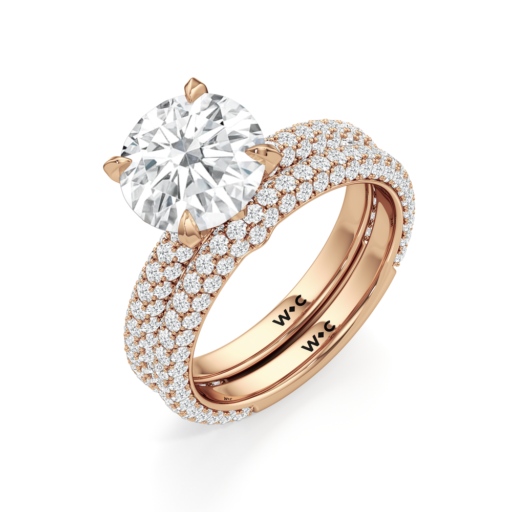The W Radiance Diamond Wedding Band with 18KT Rose Gold Cut Diamond in 14KT Rose Gold view 8
