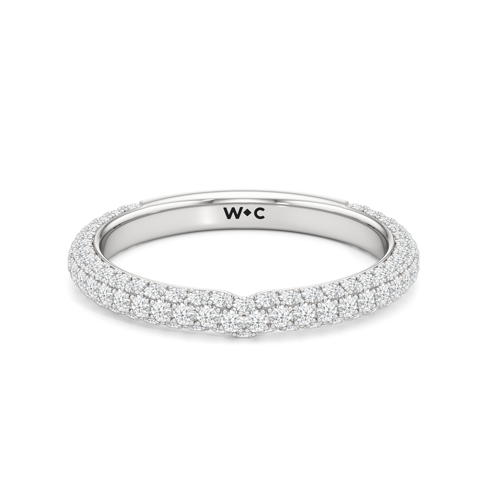 The W Radiance Diamond Wedding Band with Platinum Cut Diamond in 14KT Platinum view 1
