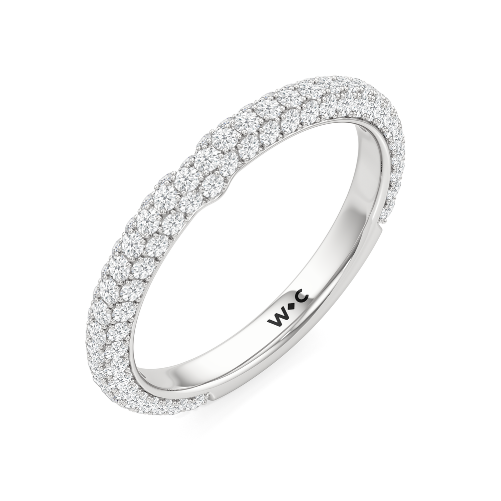 The W Radiance Diamond Wedding Band with Platinum Cut Diamond in 14KT Platinum view 7
