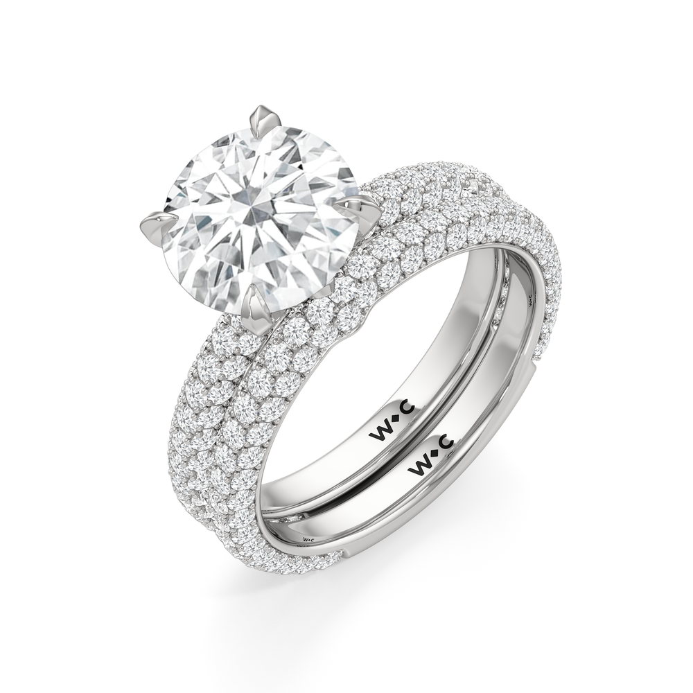 The W Radiance Diamond Wedding Band with Platinum Cut Diamond in 14KT Platinum view 8
