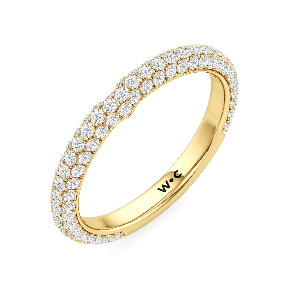 The W Radiance Diamond Wedding Band with 18KT Yellow Gold Cut Diamond in 14KT Yellow Gold view 7
