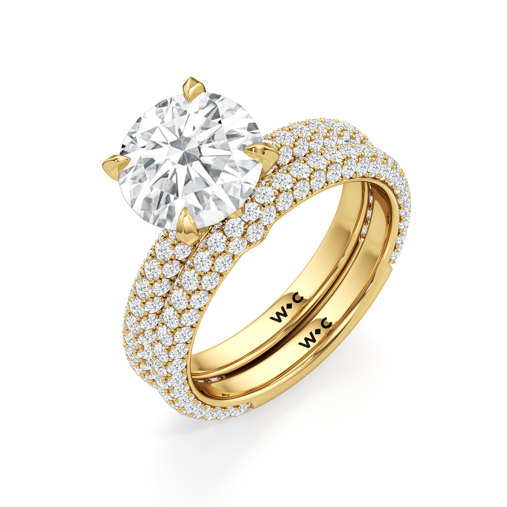 The W Radiance Diamond Wedding Band with 18KT Yellow Gold Cut Diamond in 14KT Yellow Gold view 8
