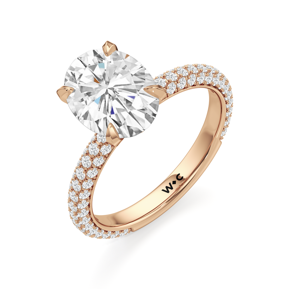 The W Radiance Engagement Ring with Oval Cut Diamond in 14KT Rose Gold view 7
