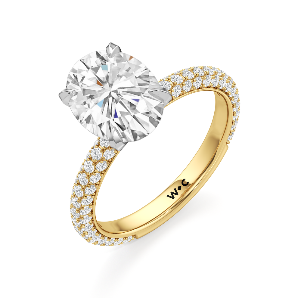 The W Radiance Engagement Ring with Oval Cut Diamond in 14KT Yellow Gold & Platinum view 7
