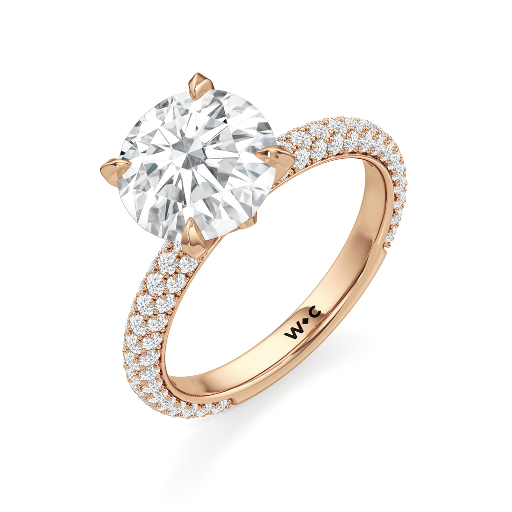 The W Radiance Engagement Ring with Round Cut Diamond in 14KT Rose Gold view 7
