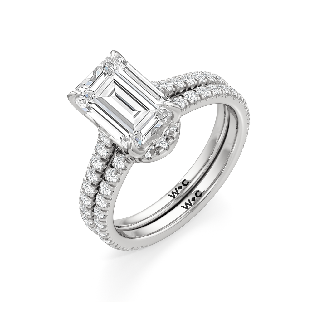 The Tulip Lumière Ring with Emerald Cut Diamond in 14KT Platinum view 6
