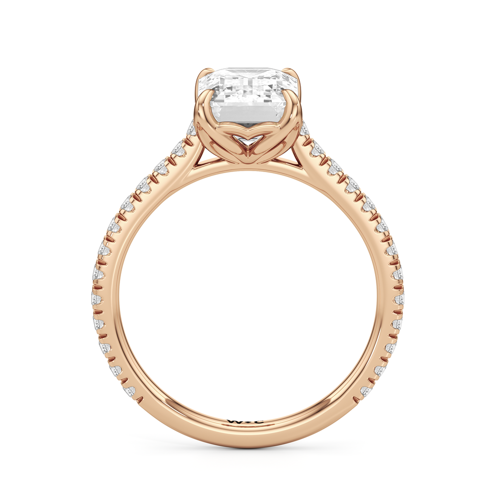 The Tulip Lumière Ring with Emerald Cut Diamond in 14KT Rose Gold view 4
