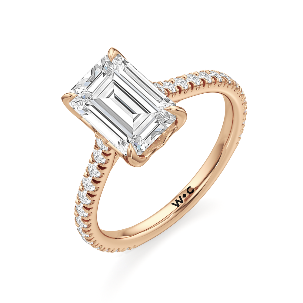 The Tulip Lumière Ring with Emerald Cut Diamond in 14KT Rose Gold view 5
