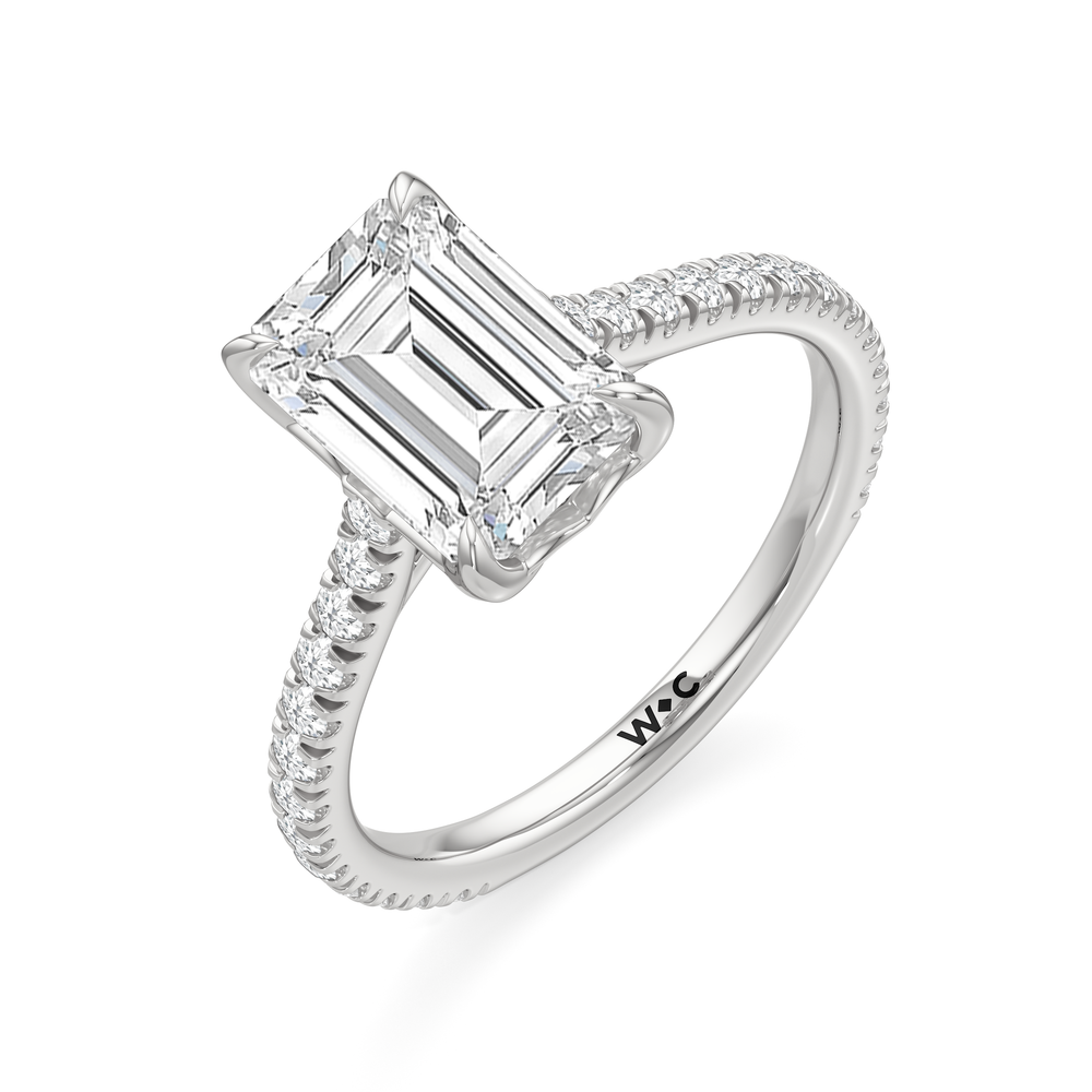 The Tulip Lumière Ring with Emerald Cut Diamond in 14KT Platinum view 5

