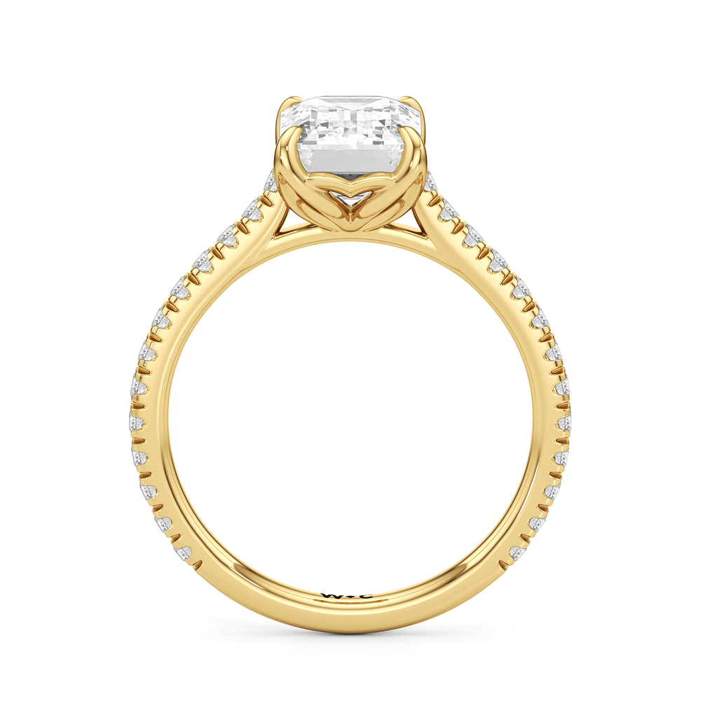 The Tulip Lumière Ring with Emerald Cut Diamond in 14KT Yellow Gold view 4
