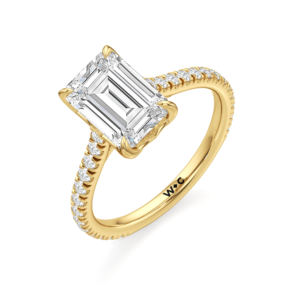 The Tulip Lumière Ring with Emerald Cut Diamond in 14KT Yellow Gold view 5
