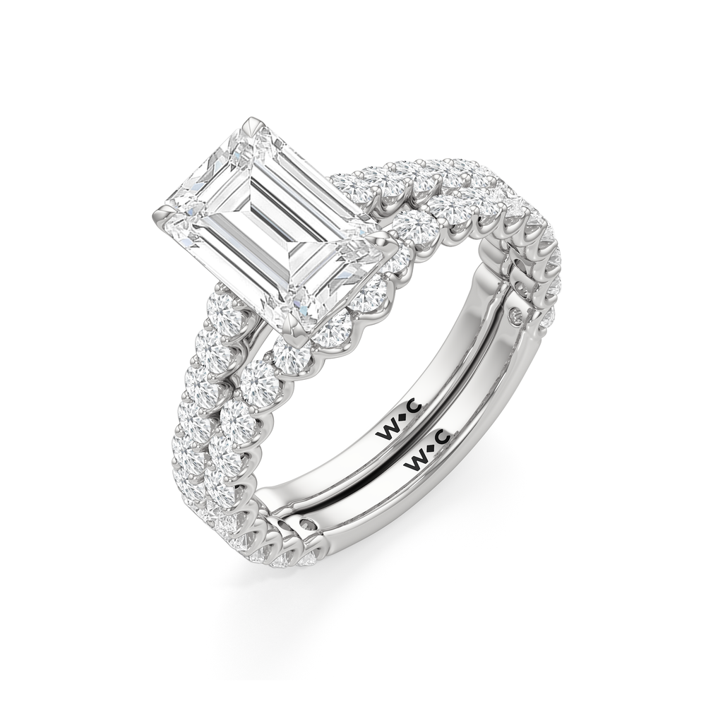 The Tulip Lightline Ring with Emerald Cut Diamond in 14KT Platinum view 4
