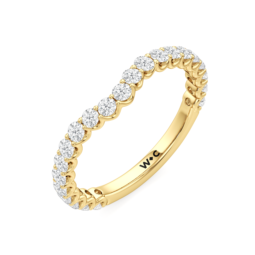 The Tulip Lightline Diamond Wedding Band with 18KT Yellow Gold Cut Diamond in 14KT Yellow Gold view 4
