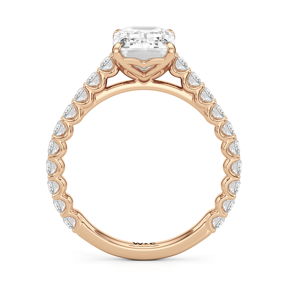The Tulip Lightline Ring with Emerald Cut Diamond in 14KT Rose Gold view 2
