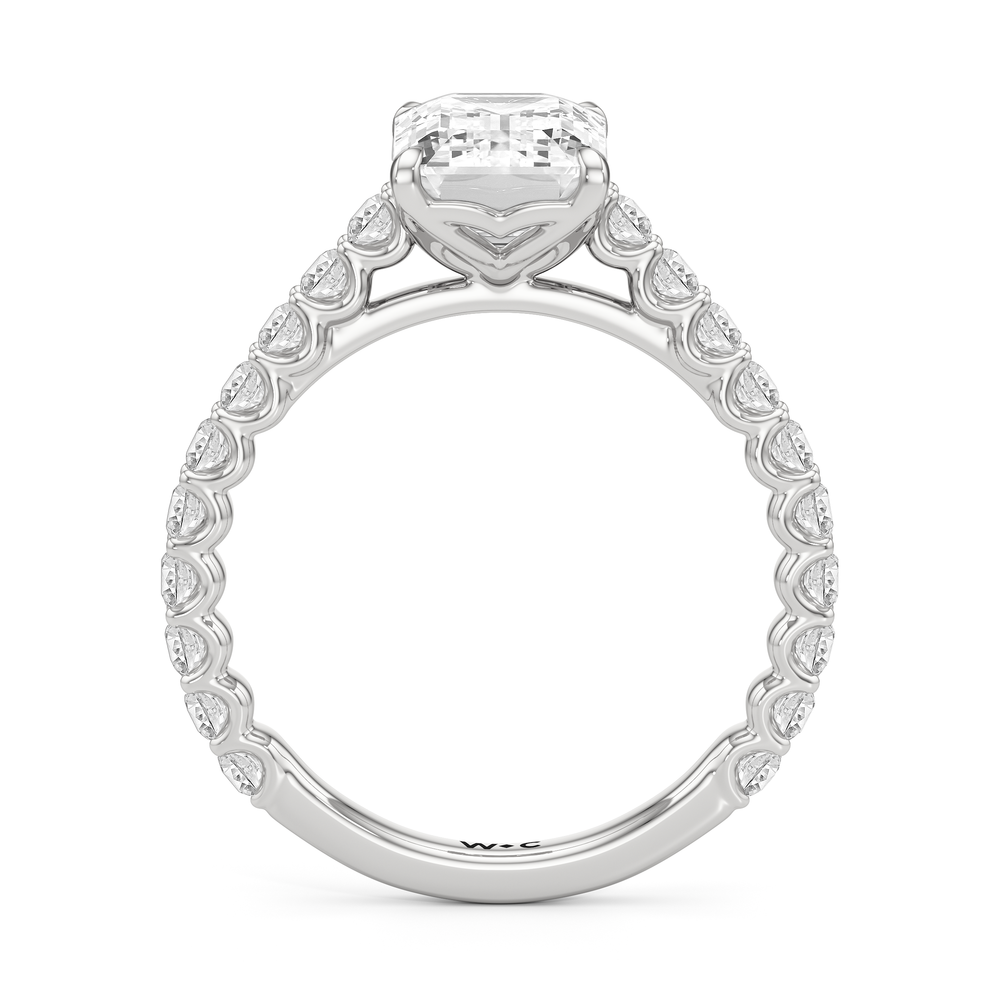 The Tulip Lightline Ring with Emerald Cut Diamond in 14KT Platinum view 2
