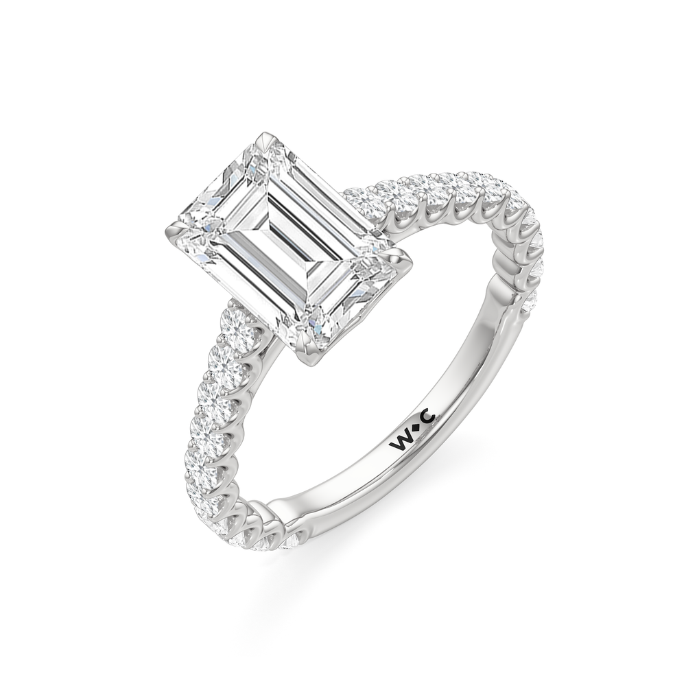 The Tulip Lightline Ring with Emerald Cut Diamond in 14KT Platinum view 3
