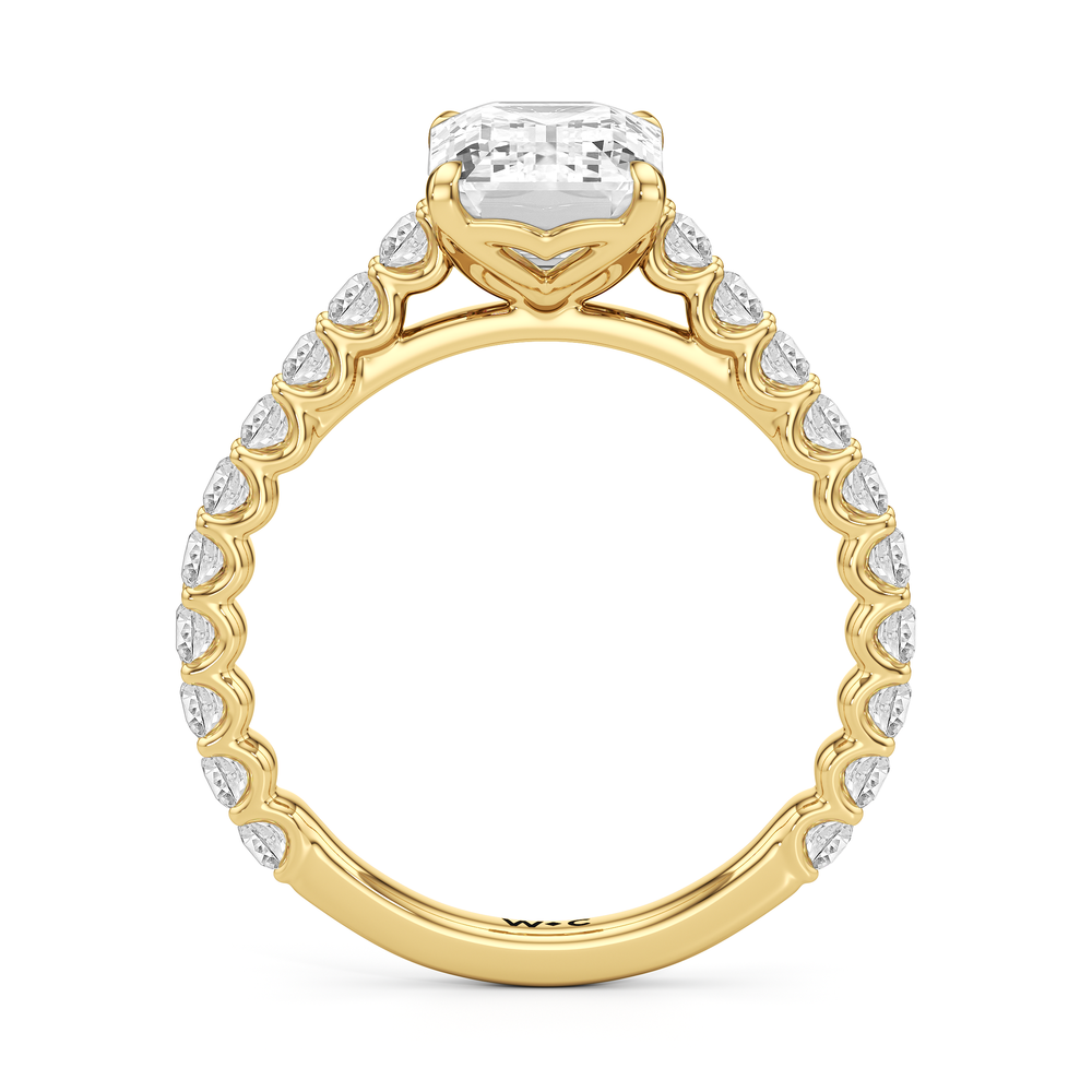 The Tulip Lightline Ring with Emerald Cut Diamond in 14KT Yellow Gold view 2
