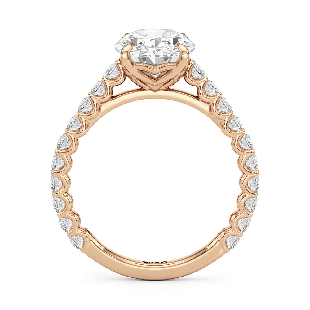 The Tulip Lightline Ring with Oval Cut Diamond in 14KT Rose Gold view 2
