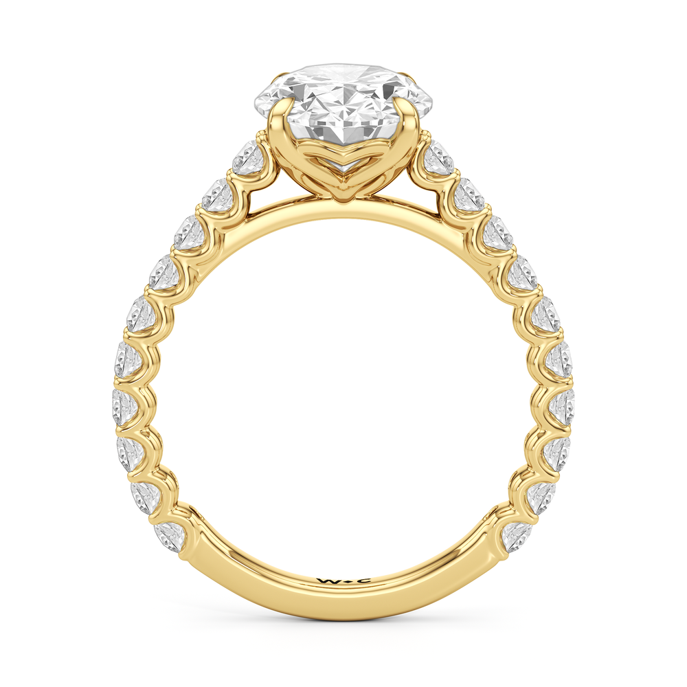 The Tulip Lightline Ring with Oval Cut Diamond in 14KT Yellow Gold view 2
