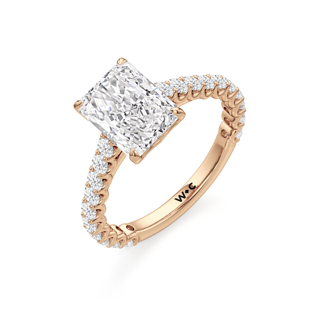 The Tulip Lightline Ring with Radiant Cut Diamond in 14KT Rose Gold view 3
