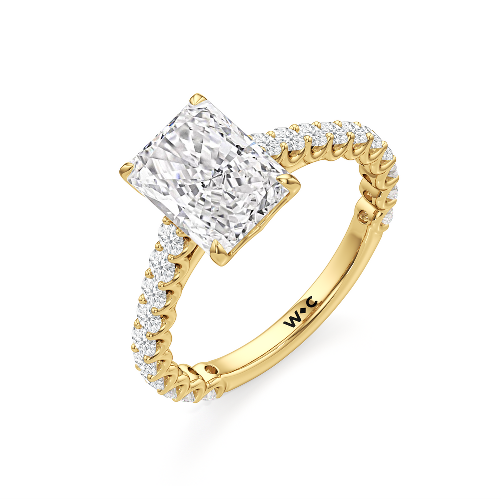 The Tulip Lightline Ring with Radiant Cut Diamond in 14KT Yellow Gold view 3
