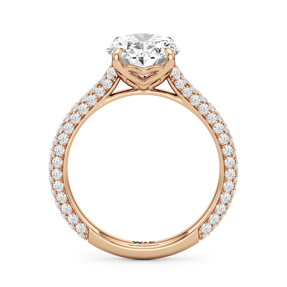 The Tulip Velvet Ring with Oval Cut Diamond in 14KT Rose Gold view 4
