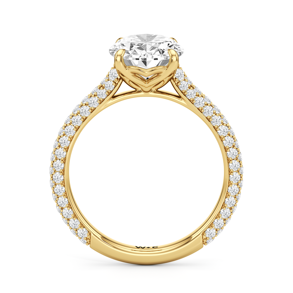 The Tulip Velvet Ring with Oval Cut Diamond in 14KT Yellow Gold view 4
