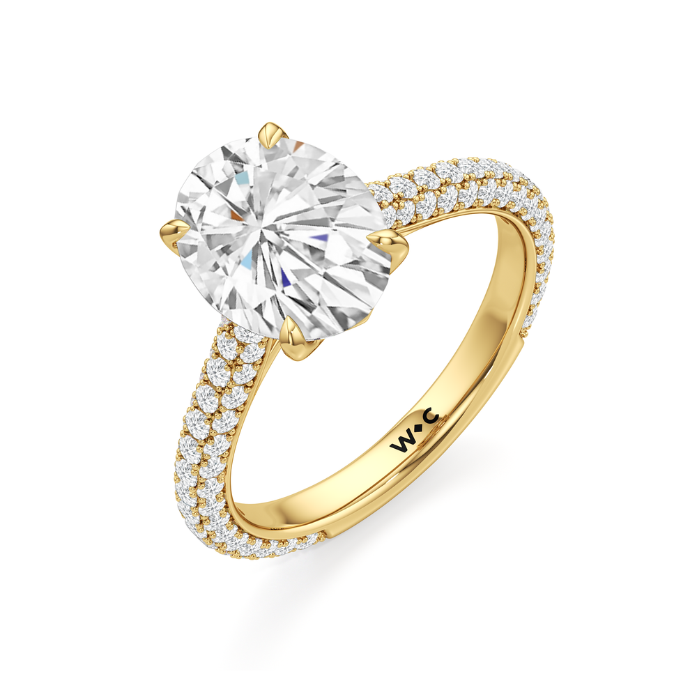 The Tulip Velvet Ring with Oval Cut Diamond in 14KT Yellow Gold view 5
