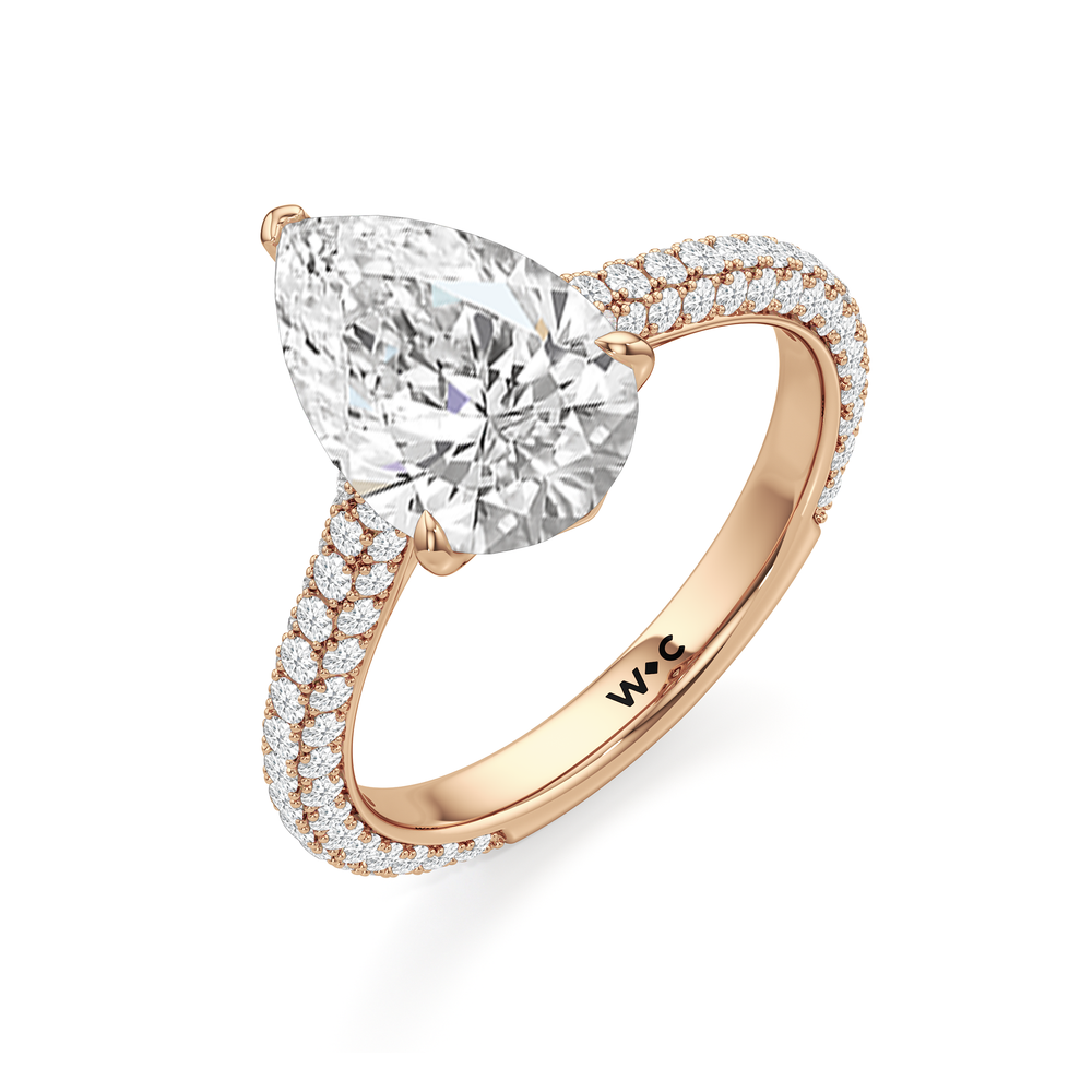The Tulip Velvet Ring with Pear Cut Diamond in 14KT Rose Gold view 5
