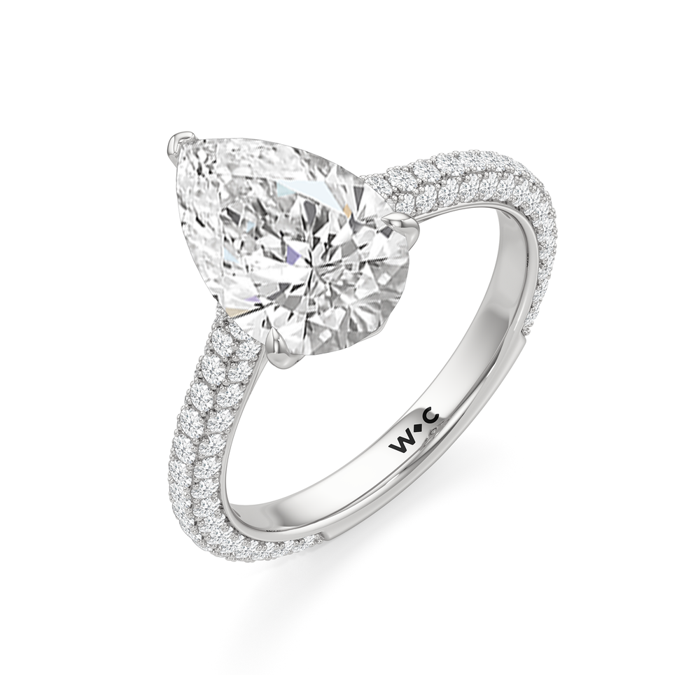 The Tulip Velvet Ring with Pear Cut Diamond in 14KT Platinum view 5
