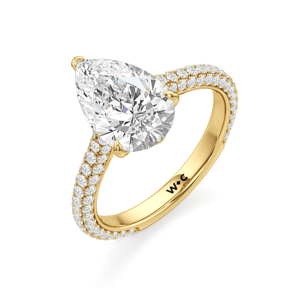 The Tulip Velvet Ring with Pear Cut Diamond in 14KT Yellow Gold view 5
