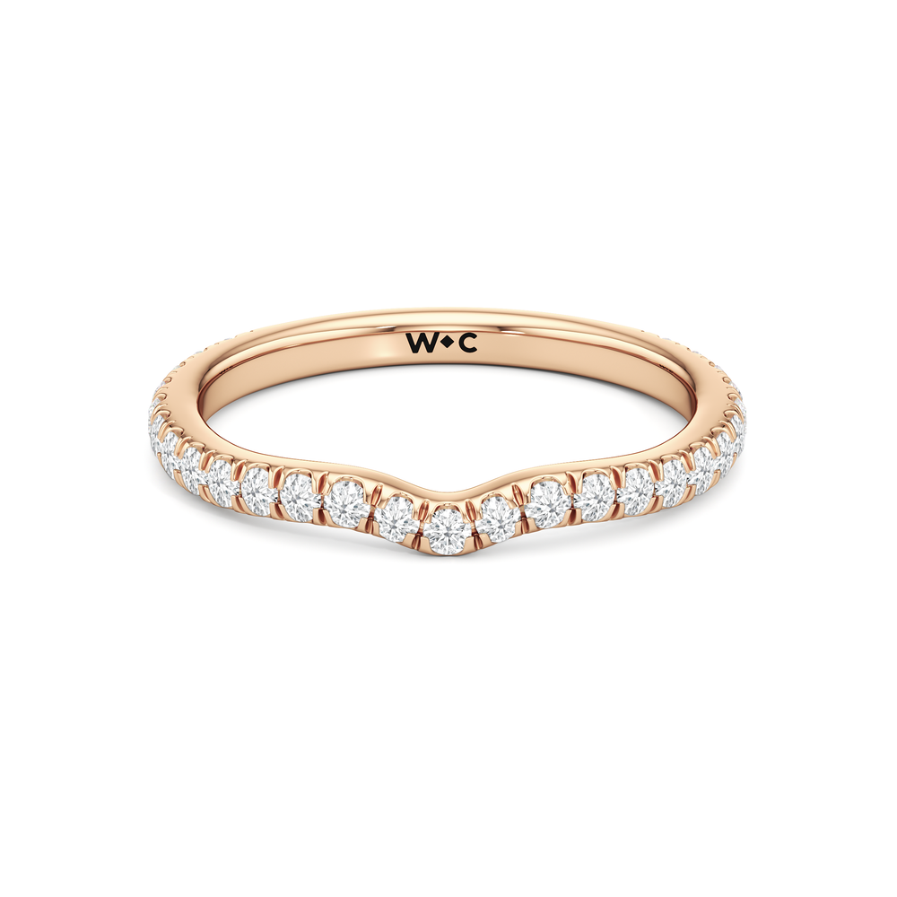 The Tulip Whisper Diamond Wedding Band with 18KT Rose Gold Cut Diamond in 14KT Rose Gold view 1
