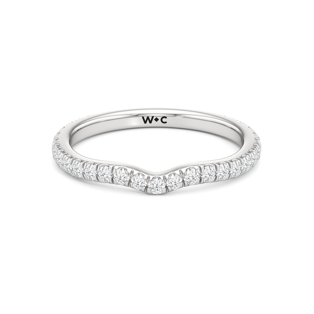The Tulip Whisper Diamond Wedding Band with Platinum Cut Diamond in 14KT Platinum view 1
