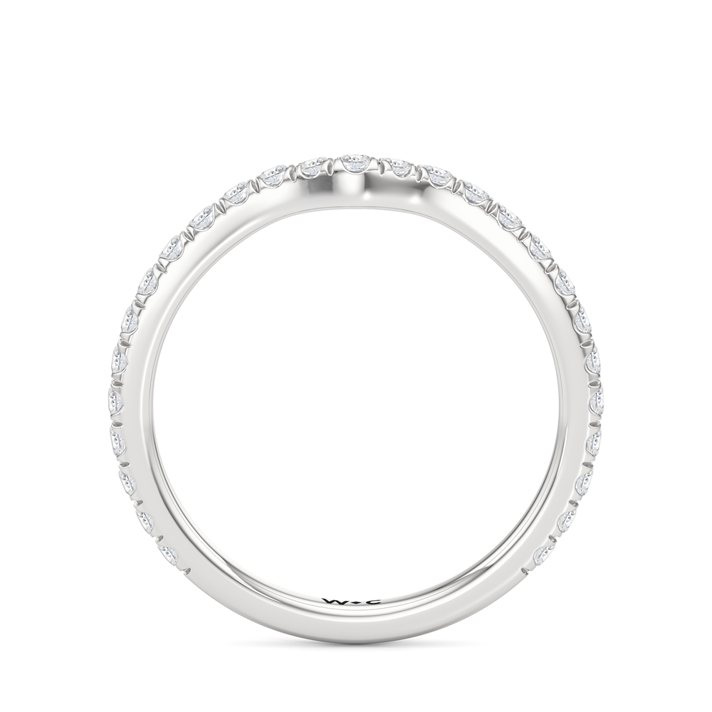 The Tulip Whisper Diamond Wedding Band with Platinum Cut Diamond in 14KT Platinum view 2
