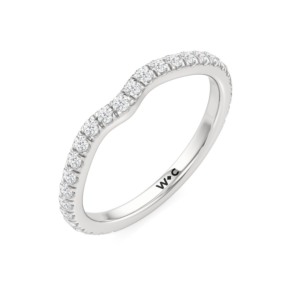 The Tulip Whisper Diamond Wedding Band with Platinum Cut Diamond in 14KT Platinum view 4
