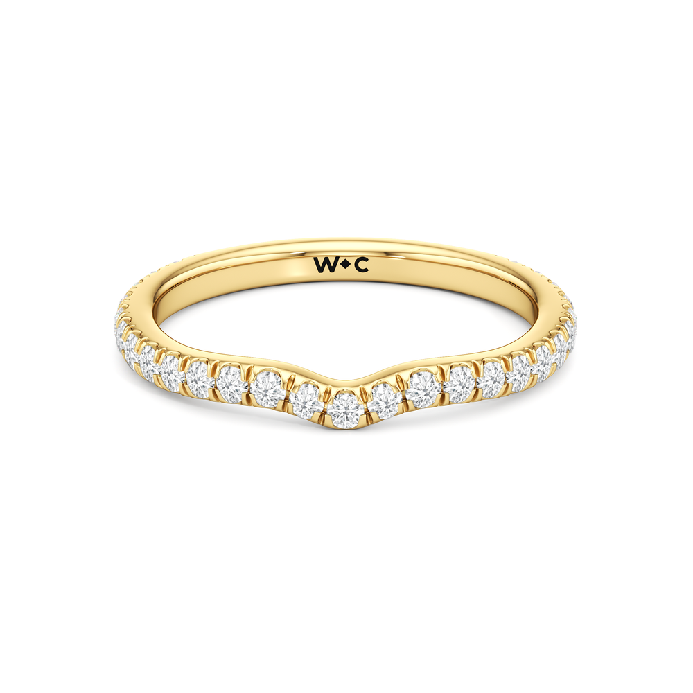 The Tulip Whisper Diamond Wedding Band with 18KT Yellow Gold Cut Diamond in 14KT Yellow Gold view 1

