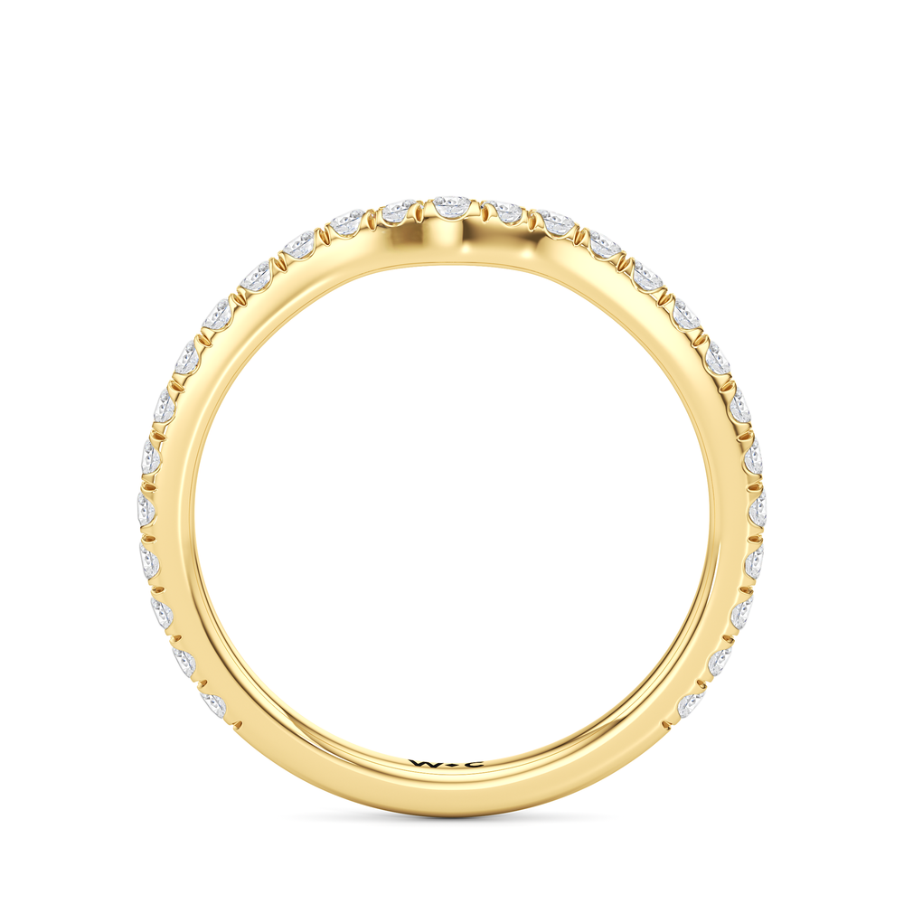 The Tulip Whisper Diamond Wedding Band with 18KT Yellow Gold Cut Diamond in 14KT Yellow Gold view 2
