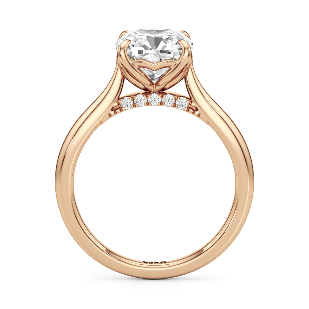 The Tulip Whisper Ring with Cushion Cut Diamond in 14KT Rose Gold view 4
