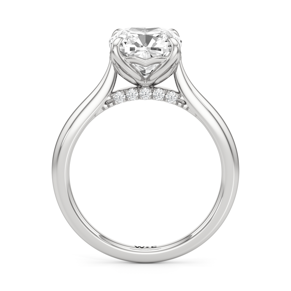 The Tulip Whisper Ring with Cushion Cut Diamond in 14KT Platinum view 4
