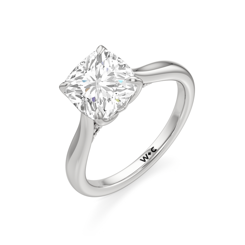 The Tulip Whisper Ring with Cushion Cut Diamond in 14KT Platinum view 5
